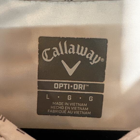 Mens Large Big And Tall Polo Shirt Callaway OptiDri White and Grey Short Sleeve - Picture 4 of 9